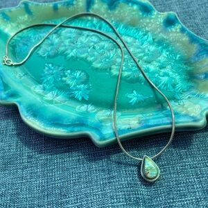 Sterling Silver Necklace and Opal Teardrop Pendant